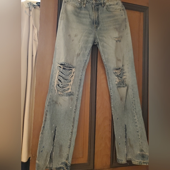 Sz 28 NWT $795 R13 distressed split leg jeans